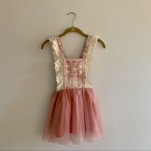 Girls blush pink tulle and lace dress Sz 7